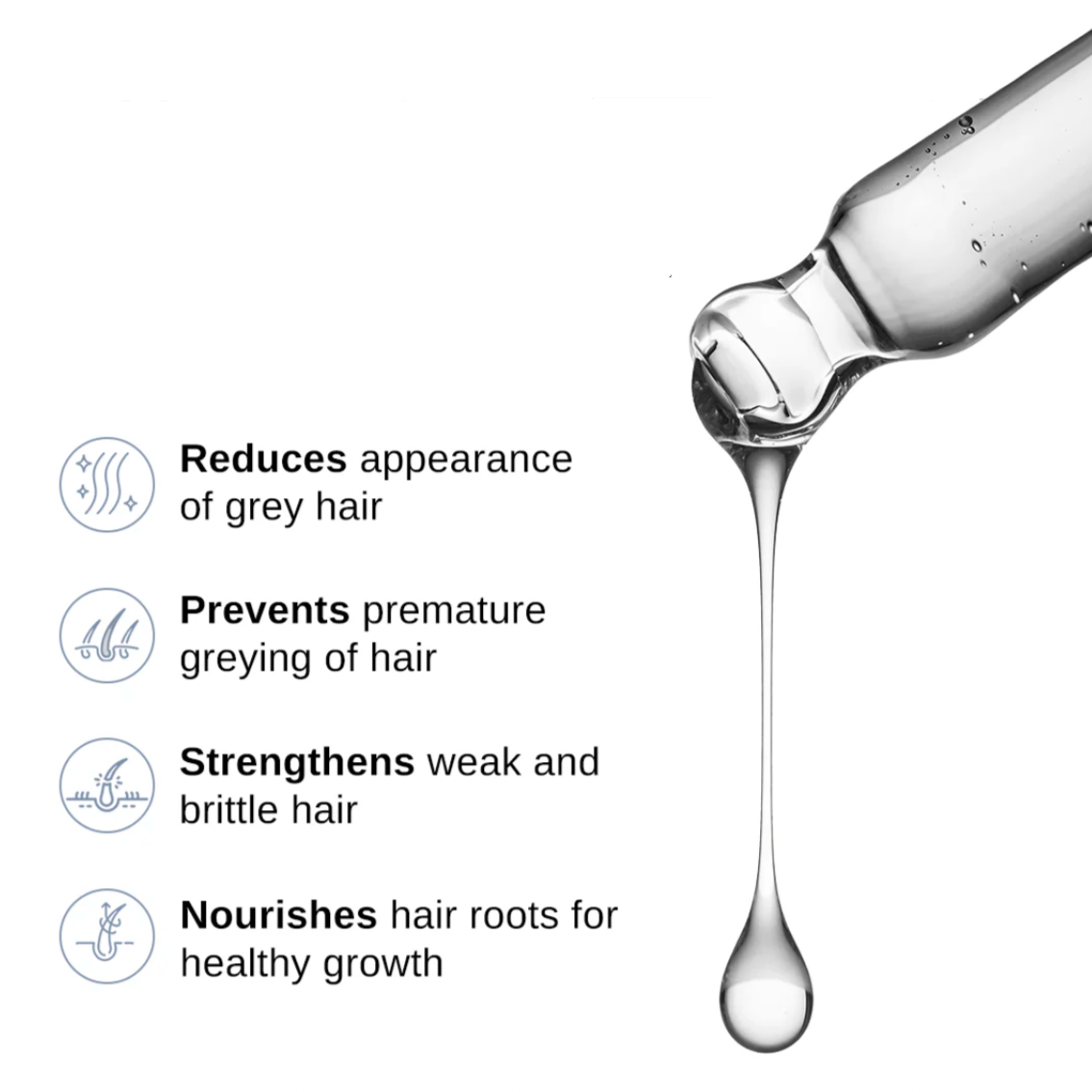 Multi-Peptide Hair Serum For Hair Loss Treatment and Grey Hair Solution, Anti Grey Hair Regrowth Features And Benefits With Silverfree, Greyverse, And Capixyl.